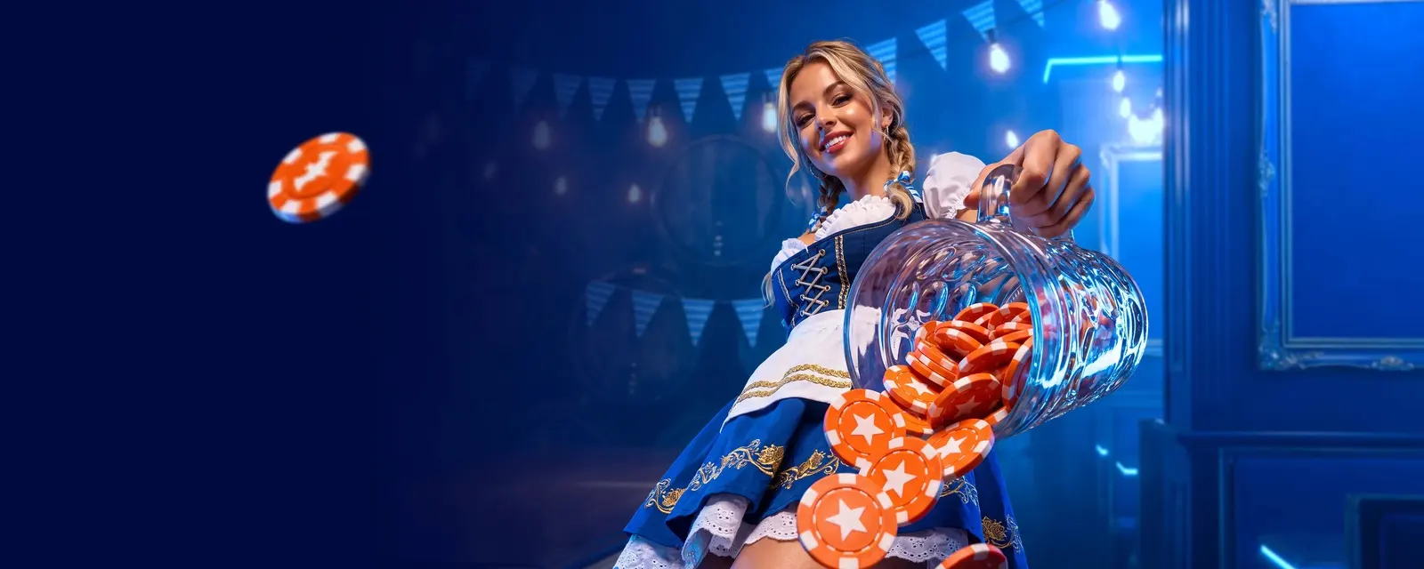 Octoberfest Party de Mostbet: jarra de fichas naranjas