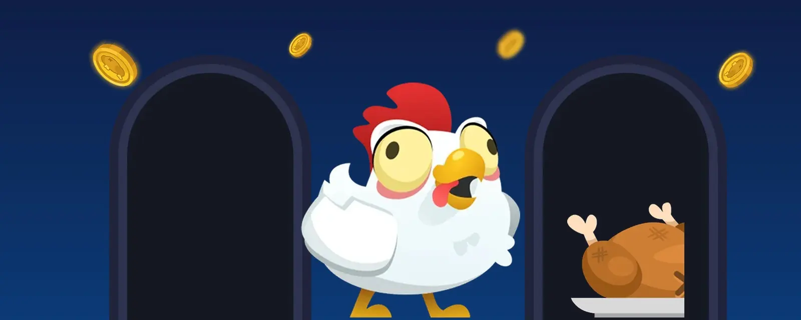 Gallina de Chicken Road entre arcos y monedas de oro en Mostbet